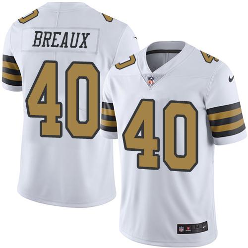 Nike Saints #40 Delvin Breaux White Men's Stitched NFL Limited Rush Jersey - Click Image to Close